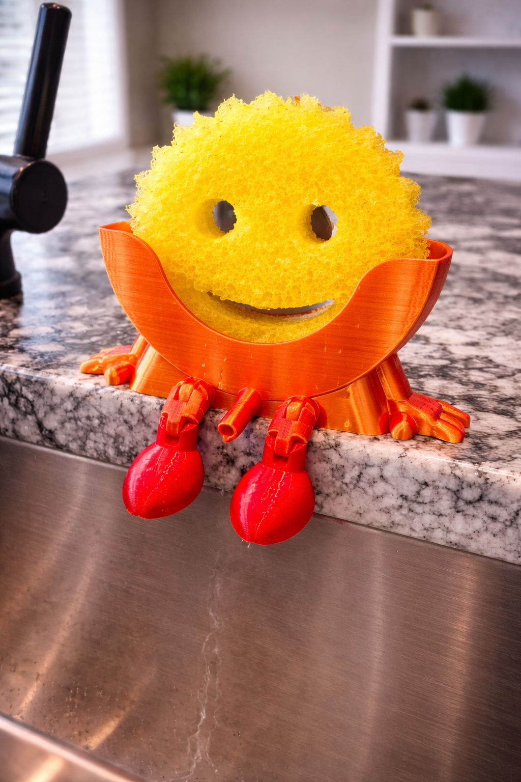 Funny Scrub Daddy Holder | 3D Printed Sponge Holder for Kitchen Sink | Drip Dry Sponge Stand