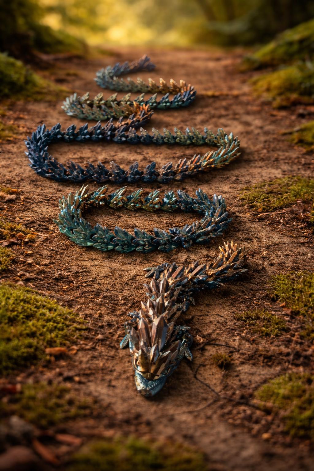 6.5 FT Crystal Spine Flexi Dragon – Articulated 3D Printed Fidget
