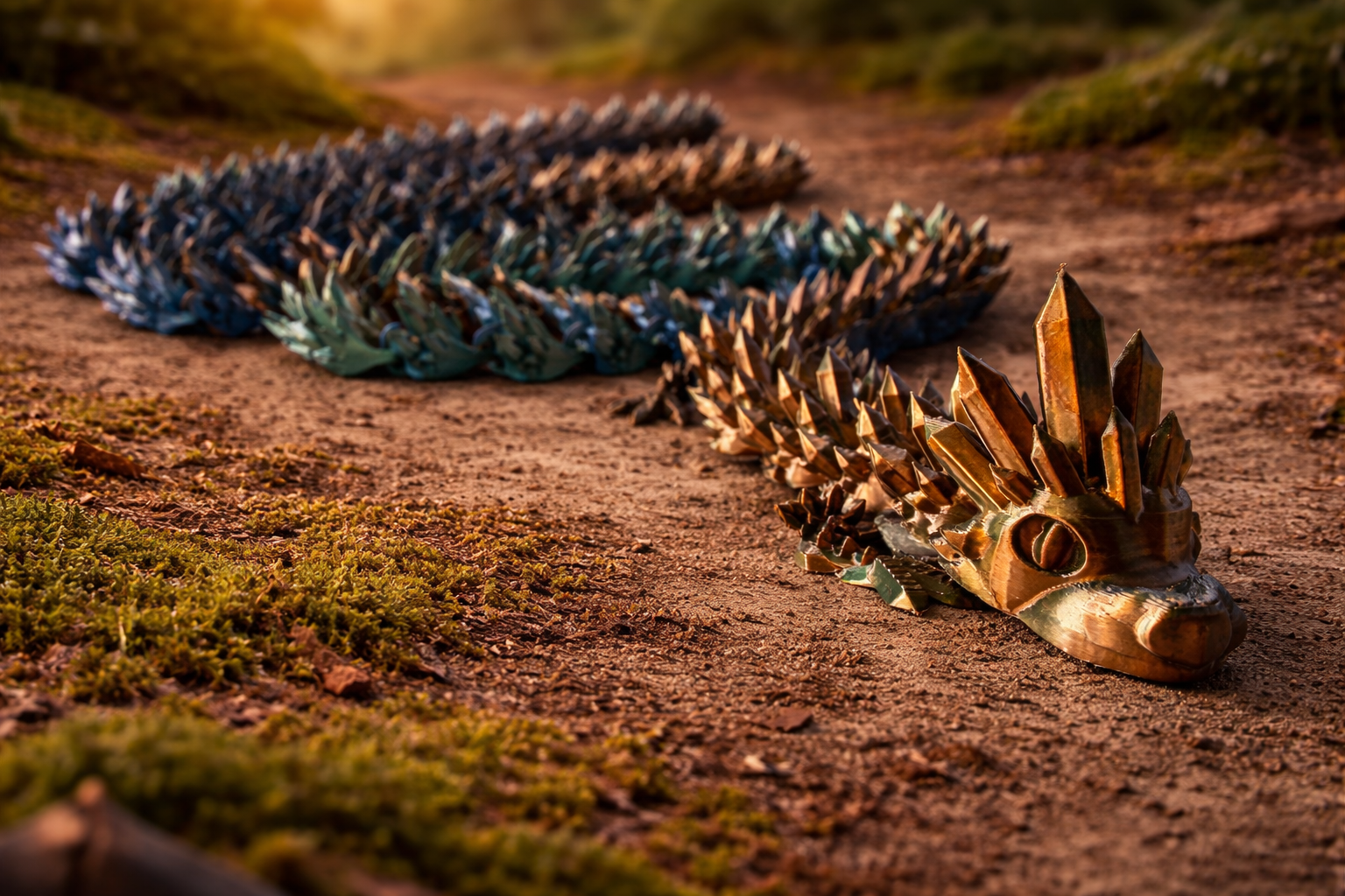 6.5 FT Crystal Spine Flexi Dragon – Articulated 3D Printed Fidget