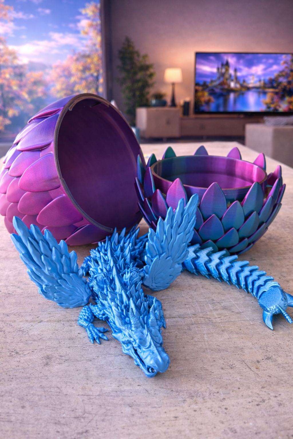 Giant Dragon Egg Container with Hidden Winged Dragon – Fantasy Collectible